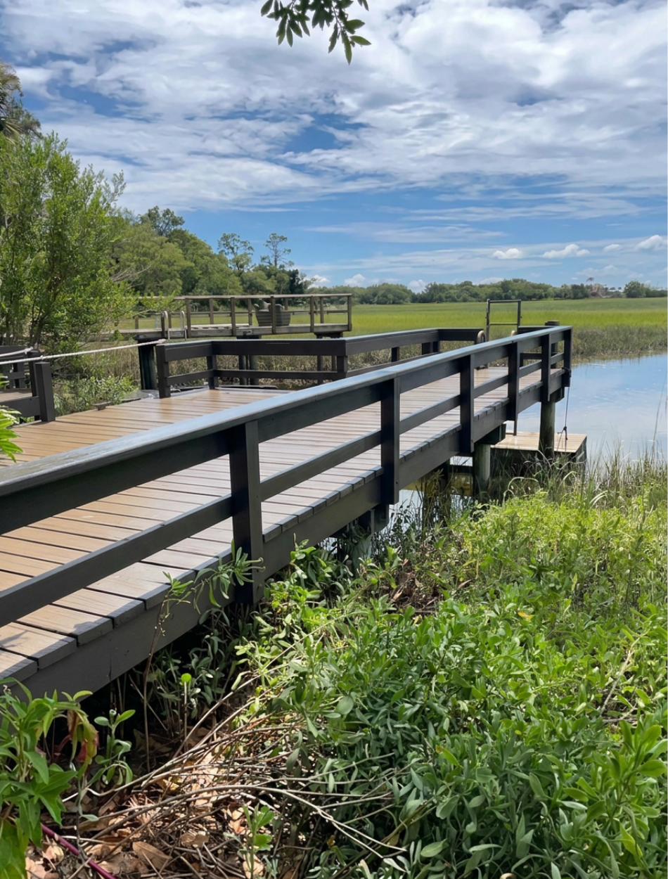 Dock painting and staining project in the Golden Isles